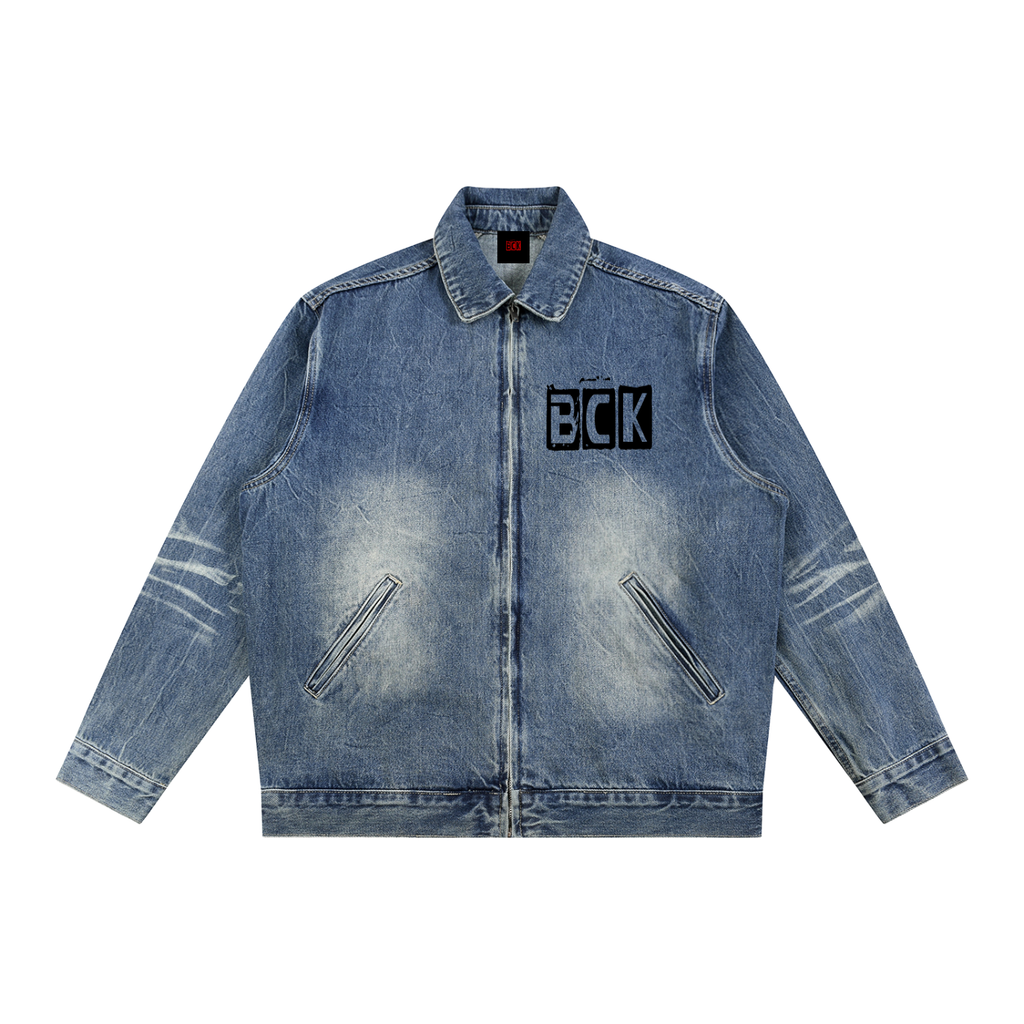 BCK signature Zip Up Denim Jacket