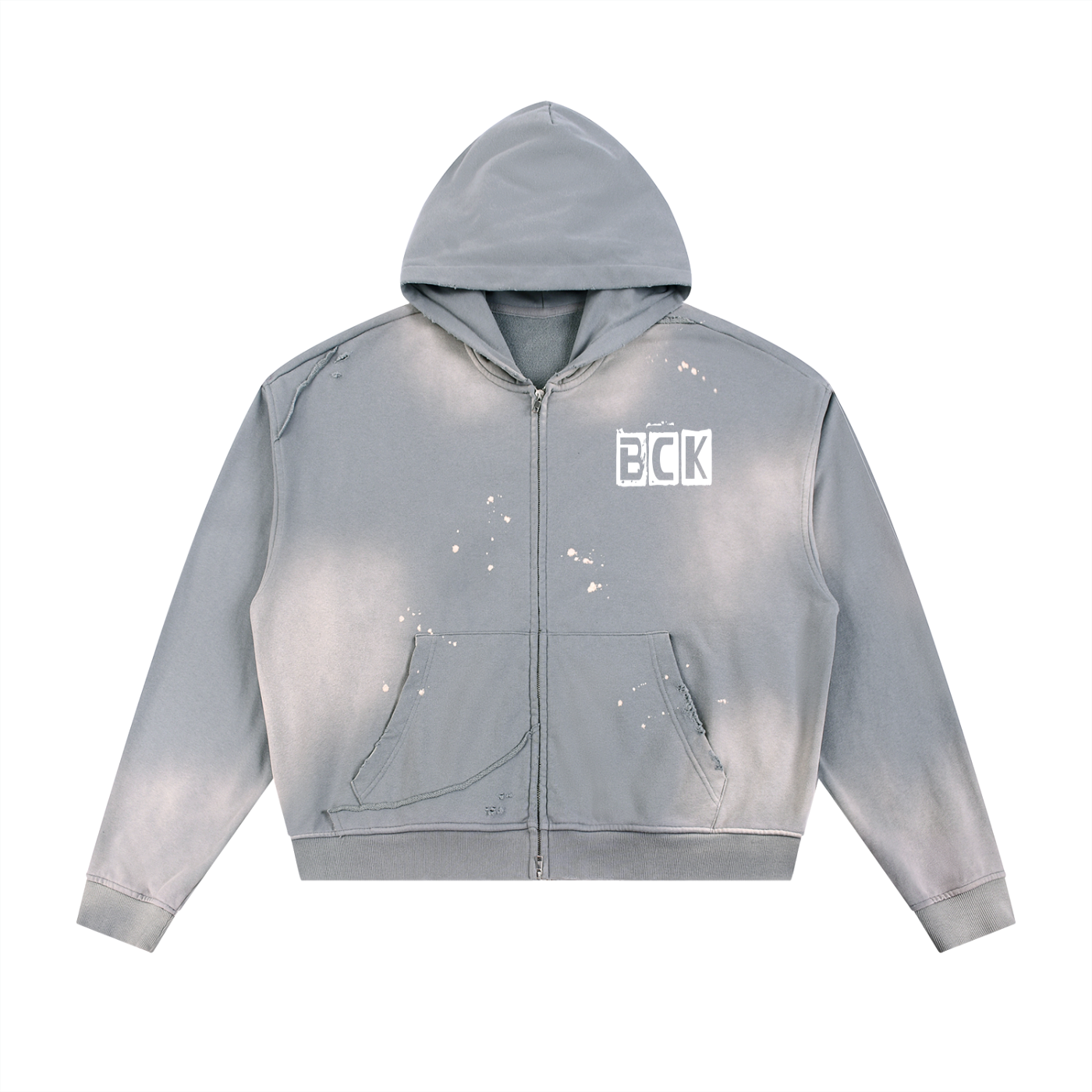 BCK Raw Edge Fleece Zip Hoodie