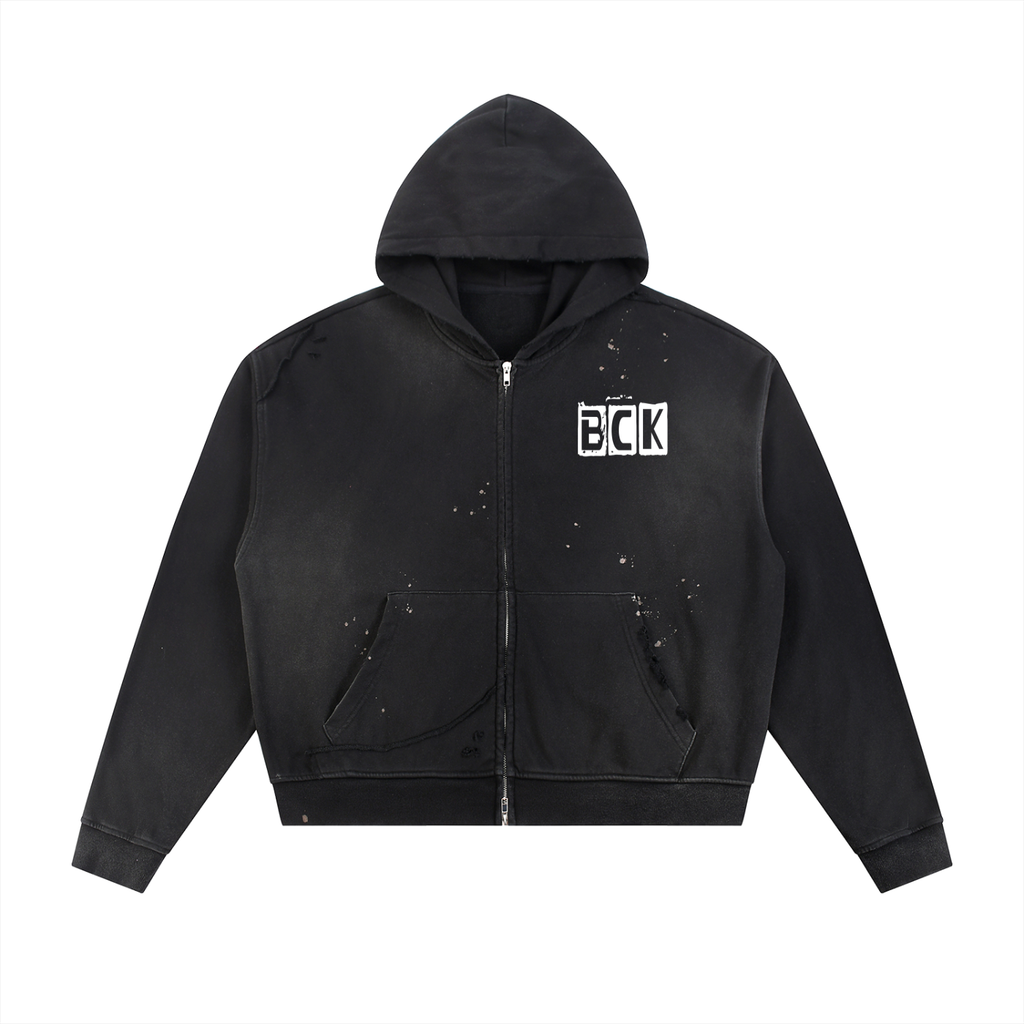 BCK Raw Edge Fleece Zip Hoodie
