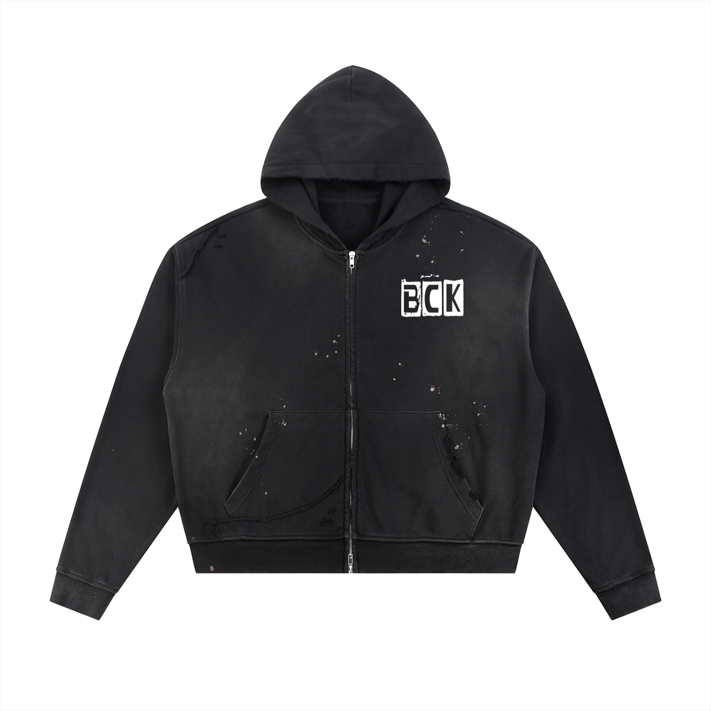 BCK Raw Edge Fleece Zip Hoodie