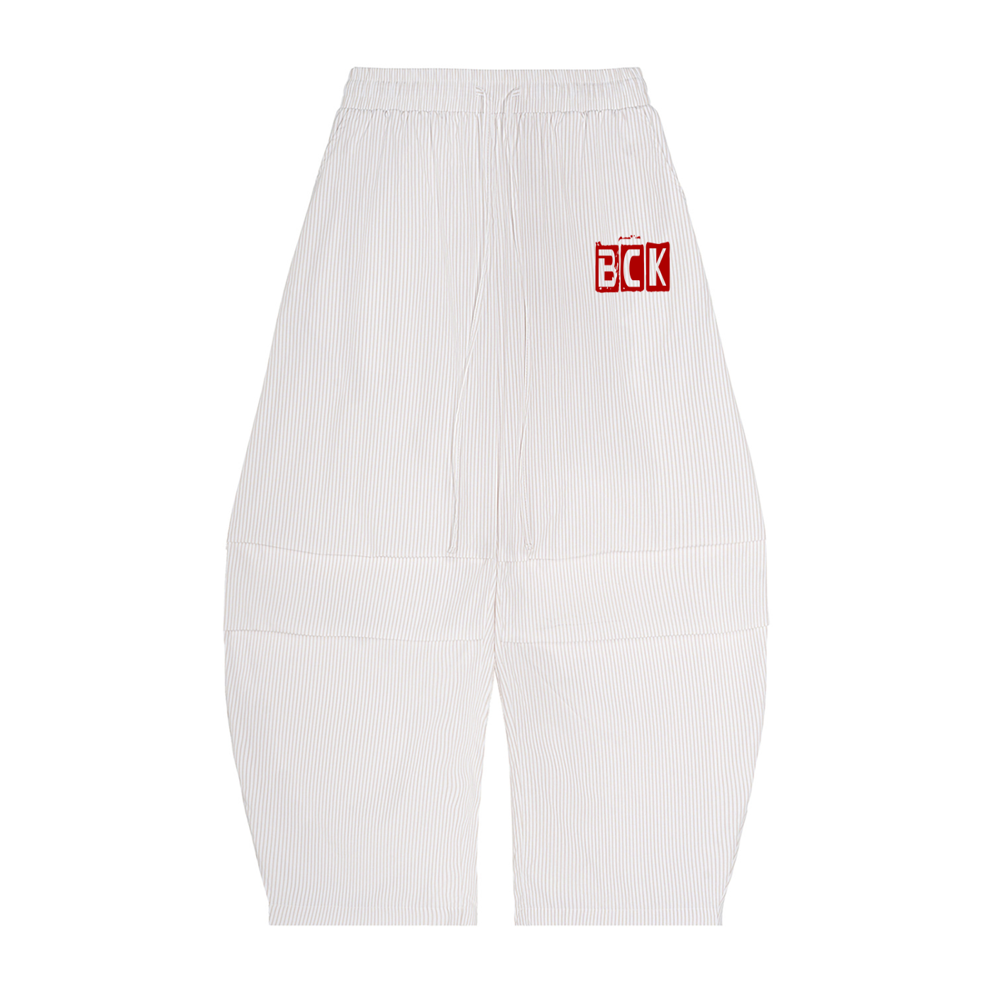 BCK Vertical Stripe Drawstring Barrel Pants