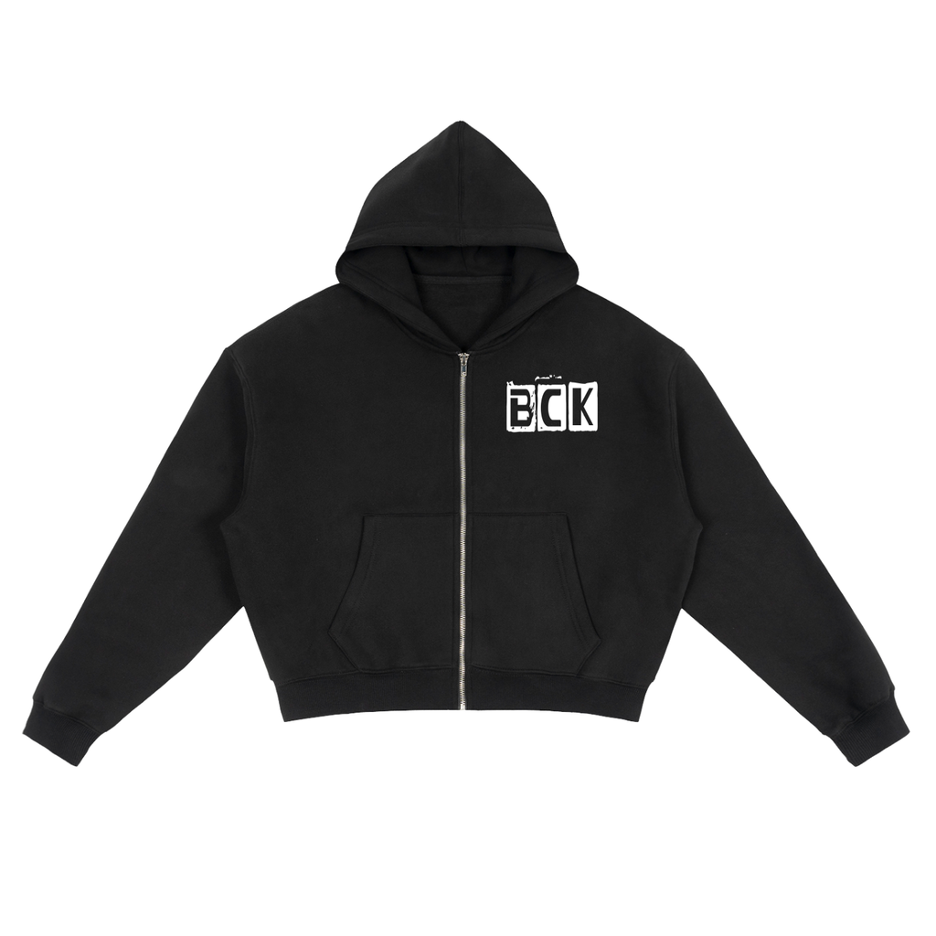 BCK  Fleece Zip-Up Boxy Hoodie