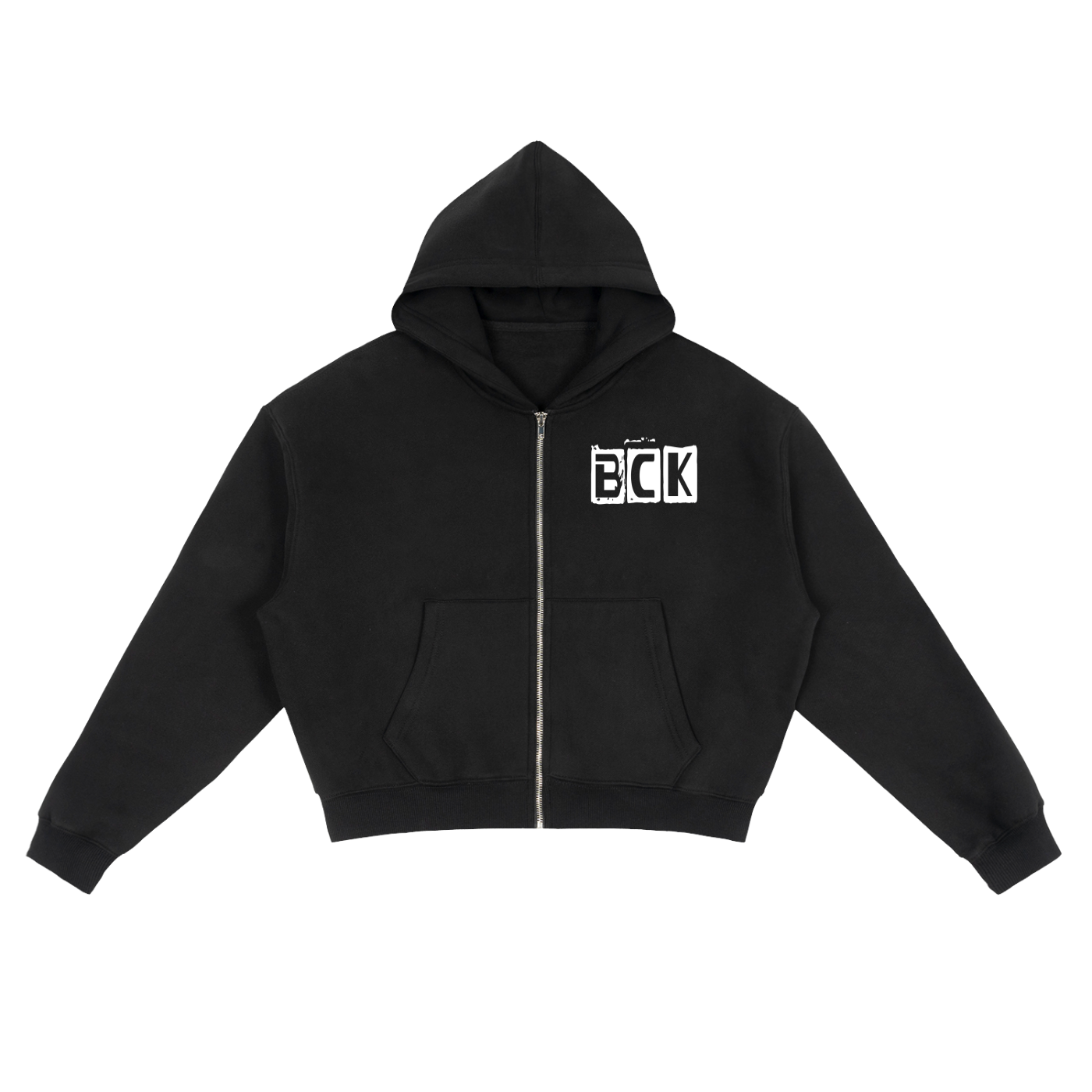 BCK  Fleece Zip-Up Boxy Hoodie