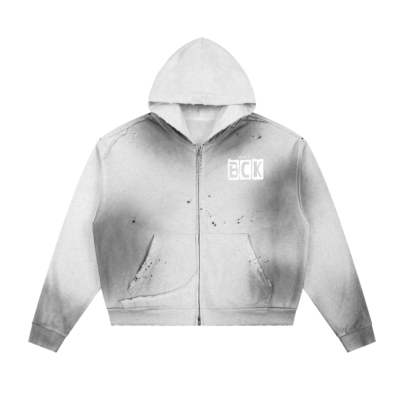 BCK Raw Edge Fleece Zip Hoodie