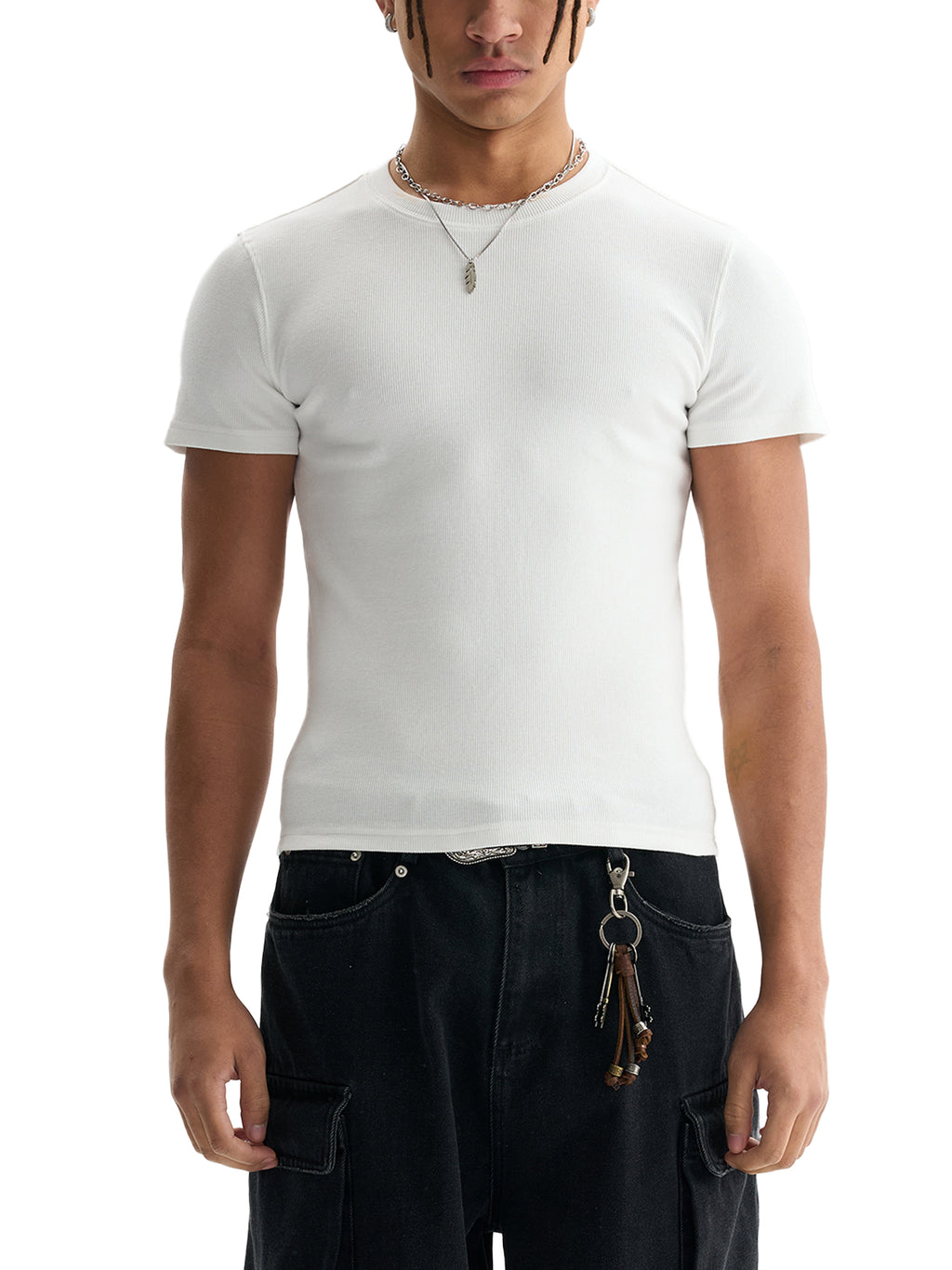 BCK Men's Bodycon Ribbed Crop Top