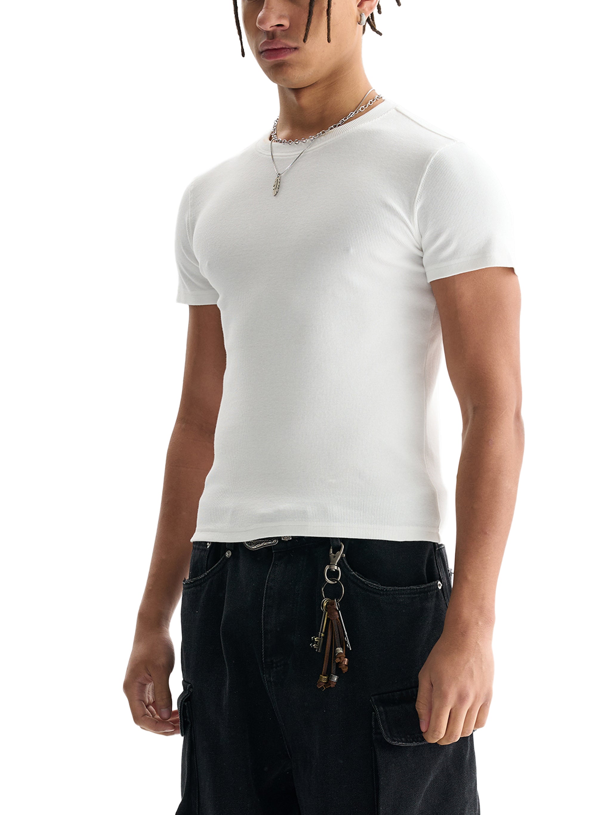 BCK Men's Bodycon Ribbed Crop Top