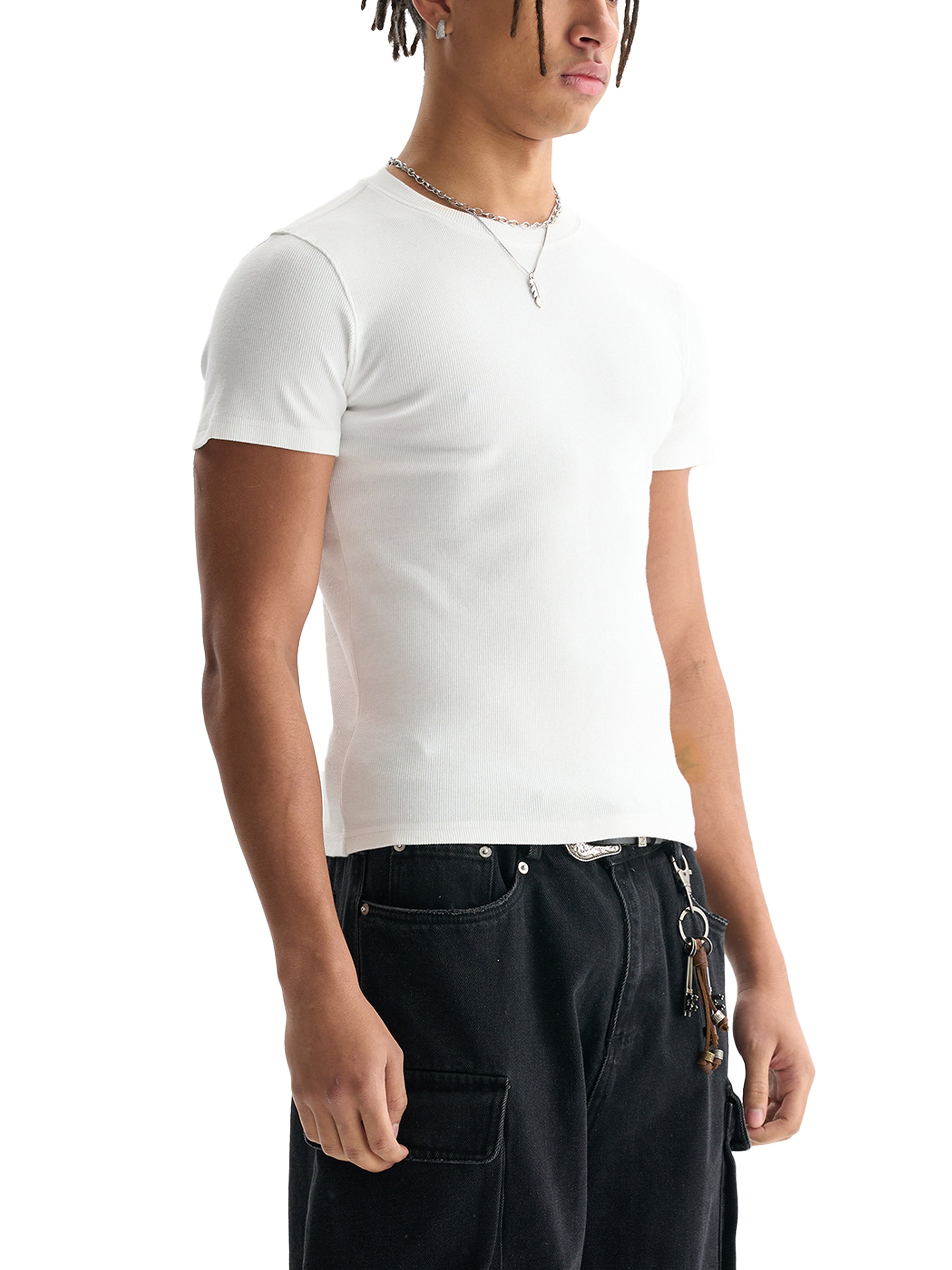 BCK Men's Bodycon Ribbed Crop Top