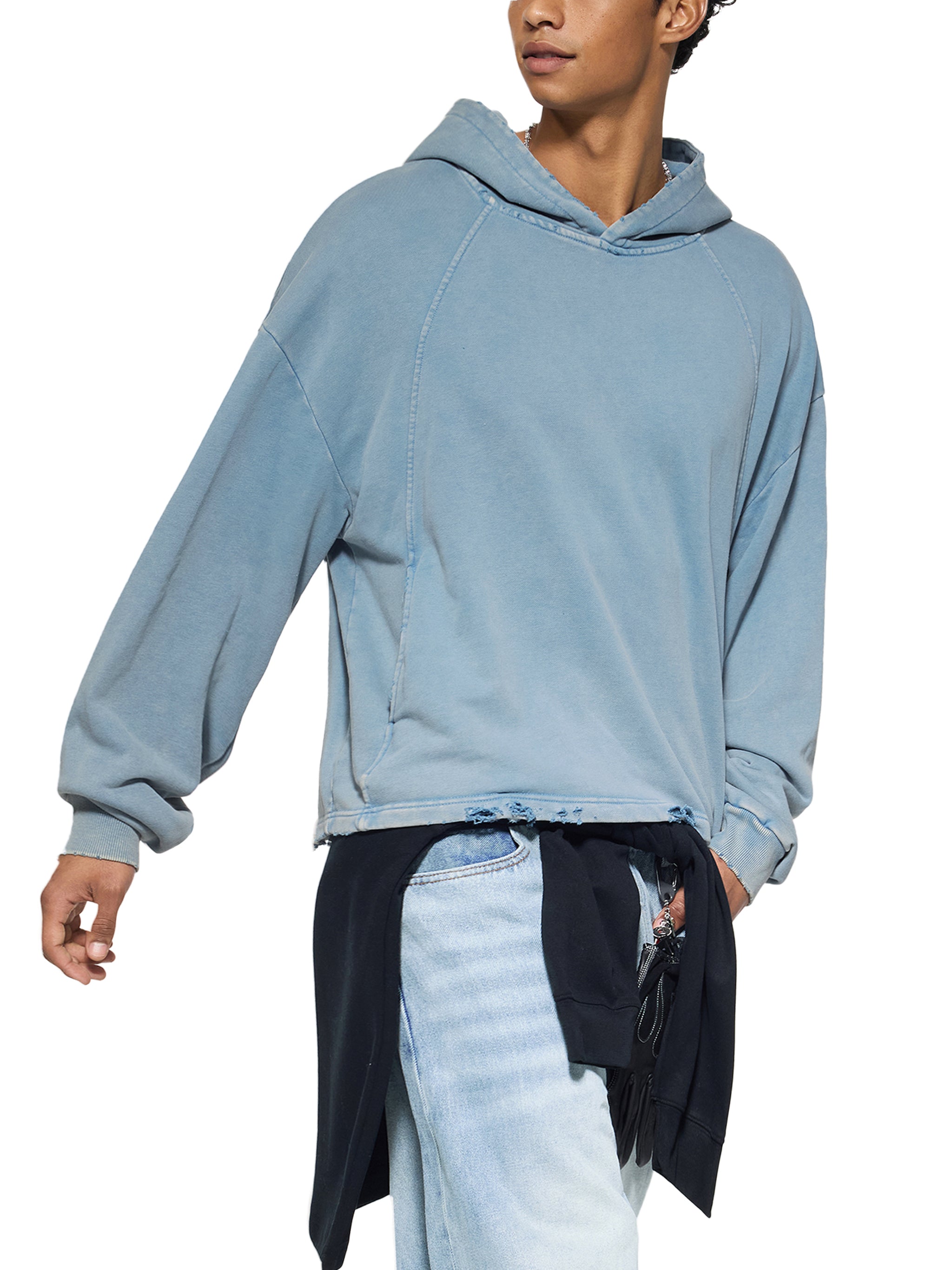 BCK Frayed-Hem Hoodie