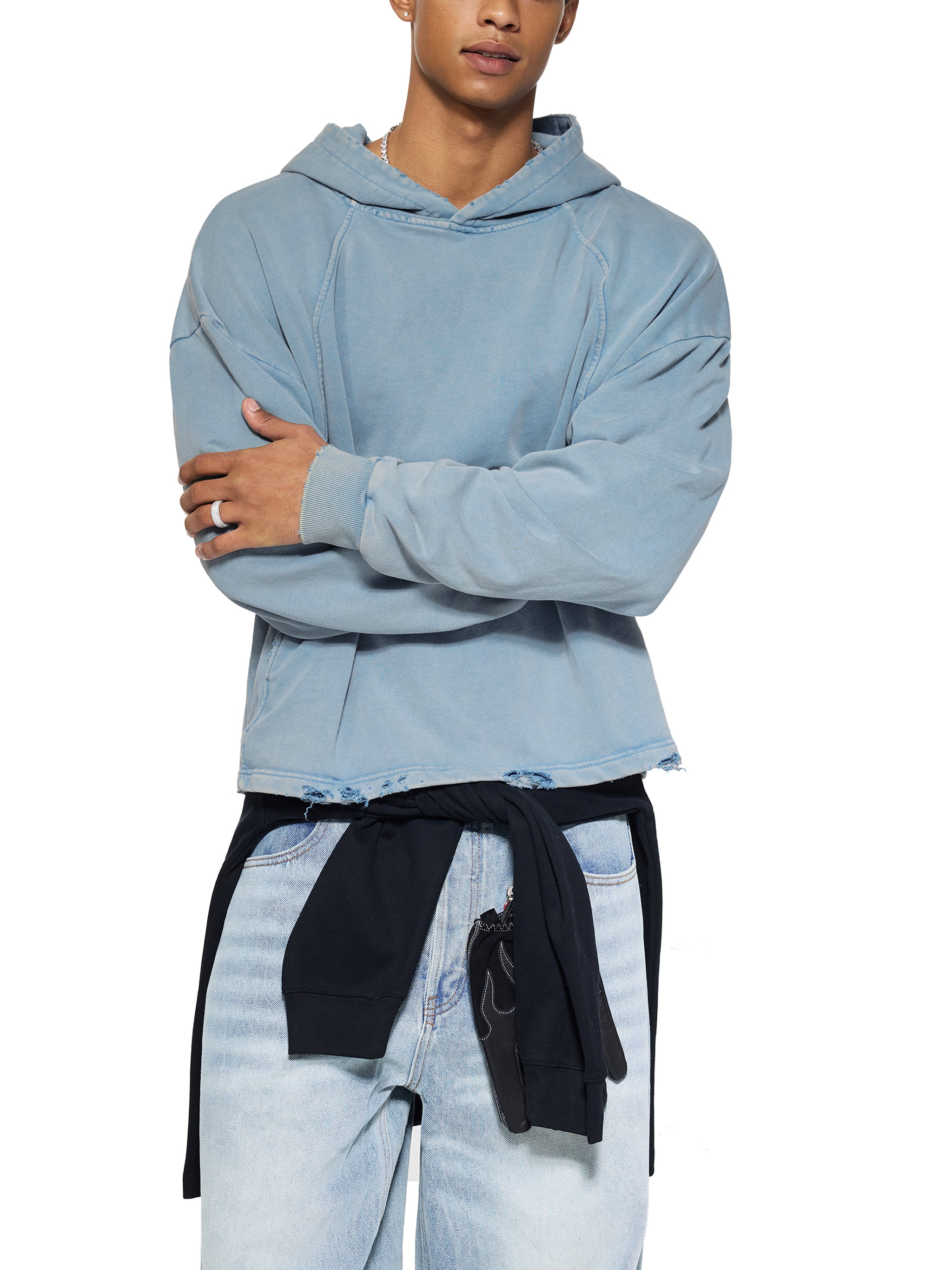 BCK Frayed-Hem Hoodie