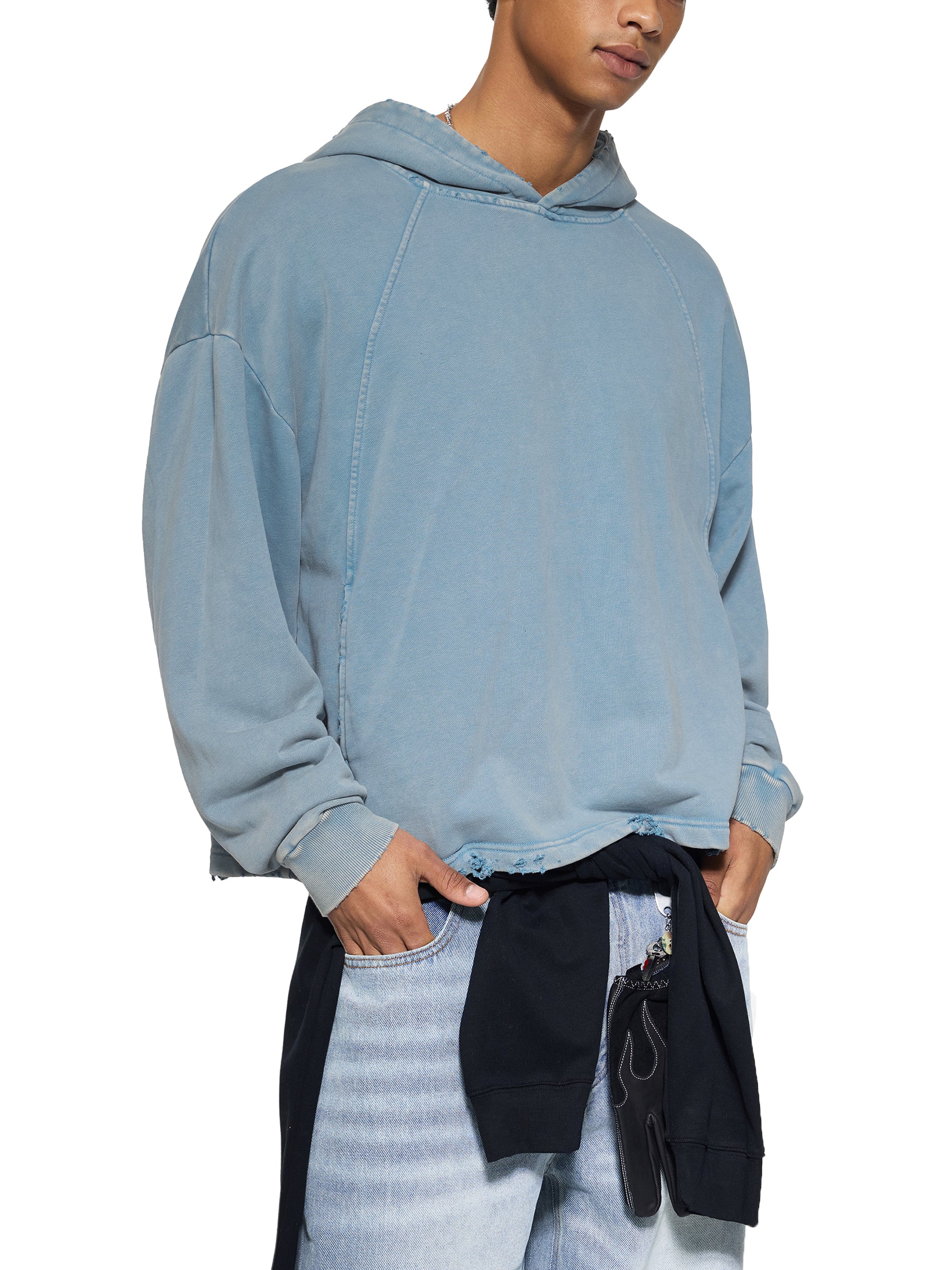 BCK Frayed-Hem Hoodie